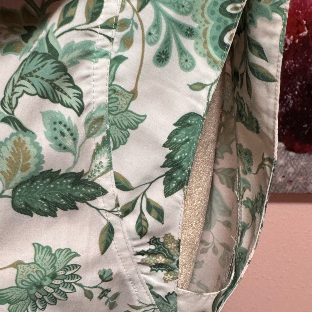 Anthropologie Current Air Green Floral Micro Ruffle Dress M - Picture 7 of 10